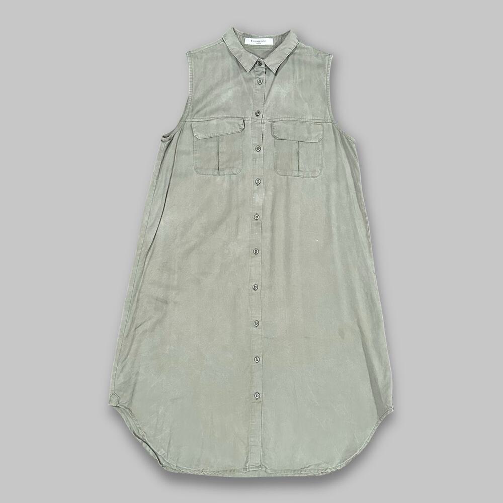 Emsexcite Sleeveless Button-Down Shirt Dress Sage Green Women’s Size M